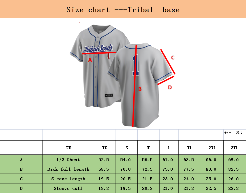 MLB Jersey Size Chart