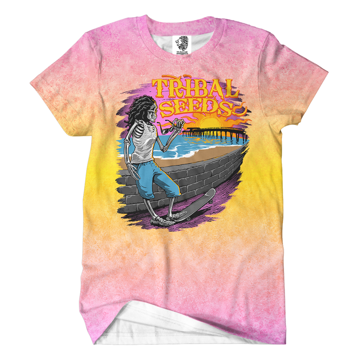 Sunset Skater Sublimated Tie Dye Tee (Pink/Yellow) [ONLY SMALL