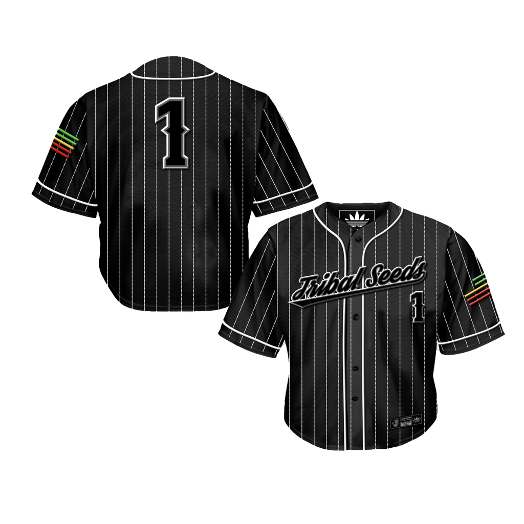 black and white pinstripe baseball uniforms